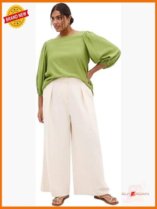 Tops - Lightweight Rayon Blend Blouse Boat Neck Elbow Sleeves Relaxed Fit